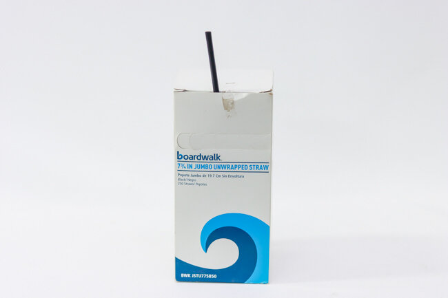 BWK Jumbo 7.75" Unwrap Straw Black 250/Box