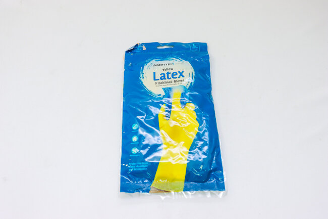Ambitex Yellow Latex Flockedlined Gloves Large