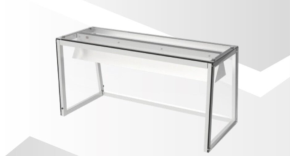 HDS Sneeze Guard Glass Enclosed for 3 Wells Steam Table