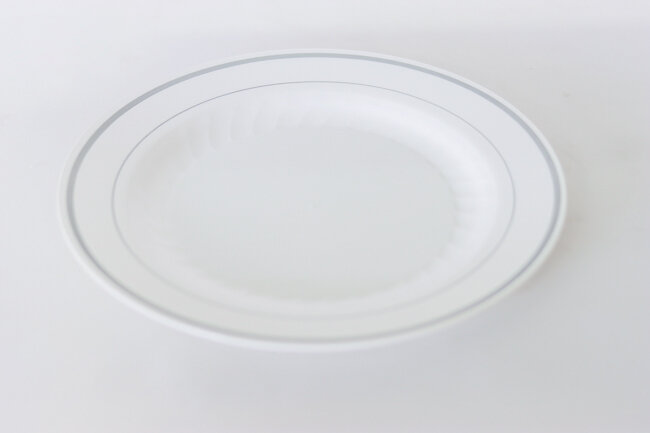 9" Plate White/Silver Masterpiece 12/Bag