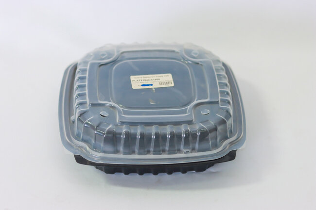 Culinary Basic 9x9" 1 Comp. Hinged Container Black Base/Clear Lid 1 Comp. 100/Case