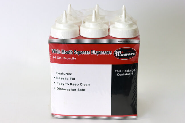 WC 24oz Wide Mouth Squeeze Bottle Clear 6pcs/Pack