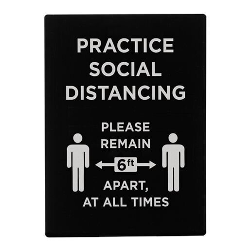 WC Stanchion Sign "Practice Social Distancing" Black