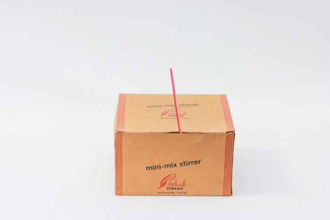 Unwrapped 5.25" Mini Straw Stripe 1000 pcs Cardinal Stirrer #510045