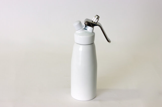 Whip Cream Dispenser 1/2 lit 10-1/2"x3" diam. Whip Cream Dispenser 1/2 lit 10-1/2"x3" diam.