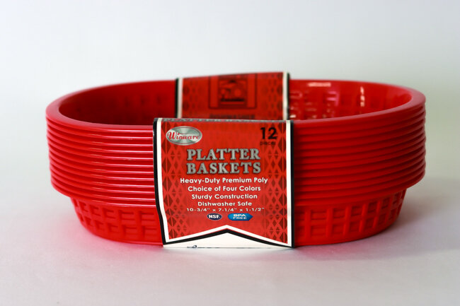 WC Platter Basket Oval 10-3/4" Red