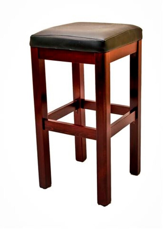 Oak St. Mahogany Barstool w/ Black Cousion Oak St. Mahogany Barstool w/ Black Cousion