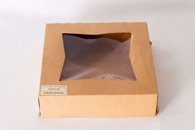 Kraft 4 Corner Box W/Window 9x9x2 1/2" 20/Pack