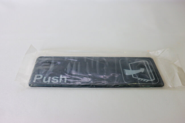 TG 9" x 3" Information Sign With Symbols Push