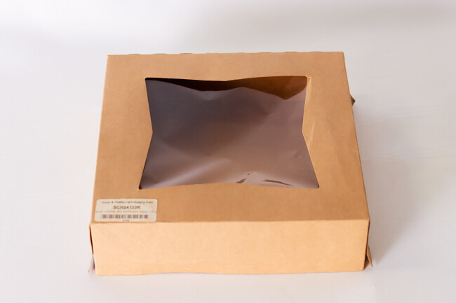 Kraft 4 Corner Box W/Window 9x9x2 1/2" 20/Pack