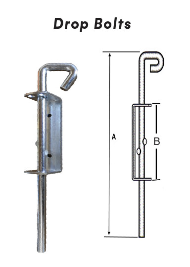 Drop Bolts, Size: 300mm, Powder Coated: Zinc