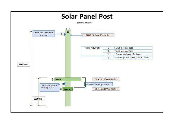 Solar Post, Finish: Galvanised