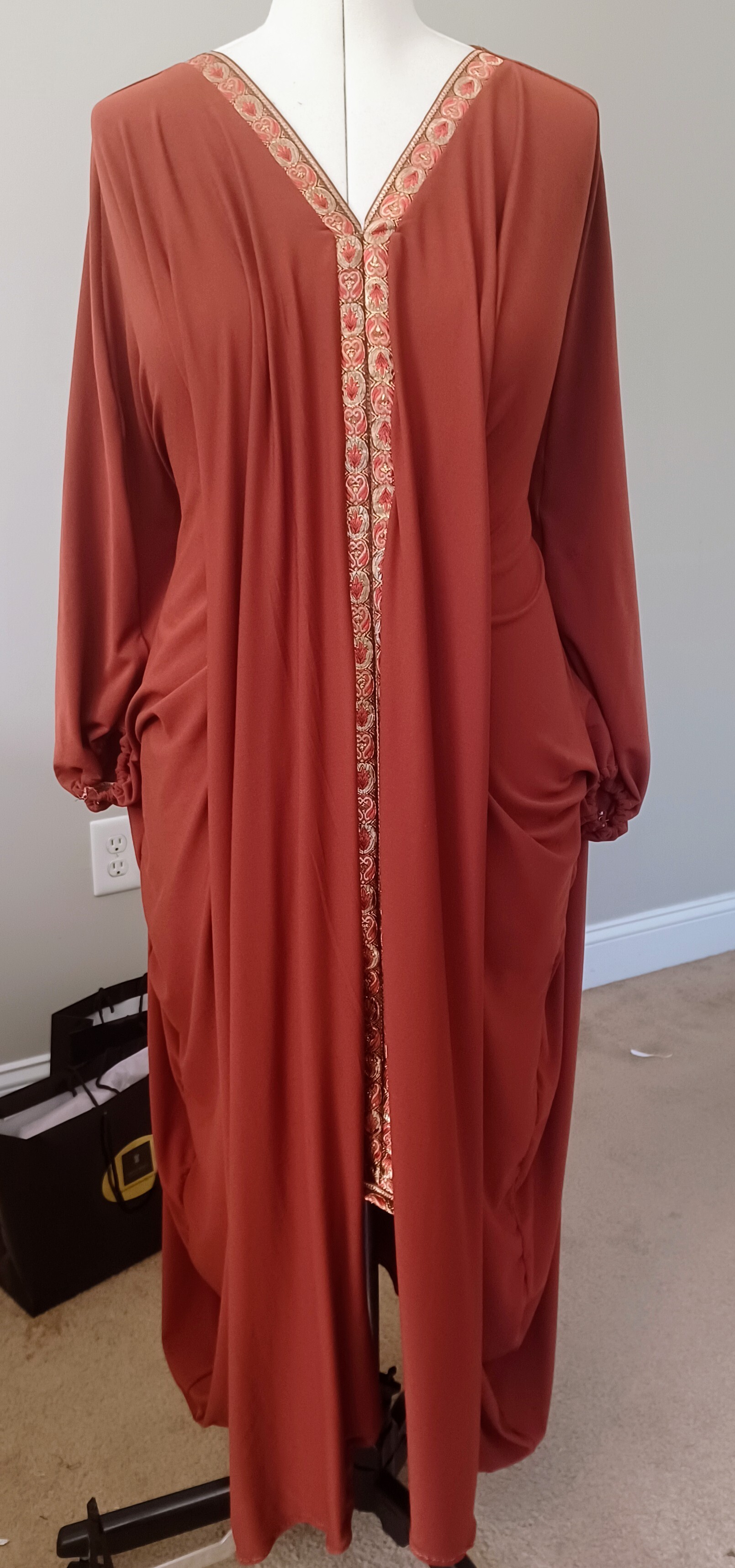Signature Trim Belted Kaftan Dress