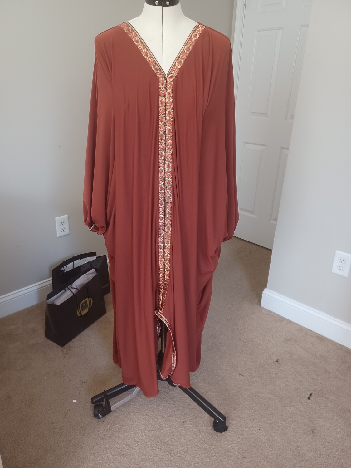 Signature Trim Belted Kaftan Dress