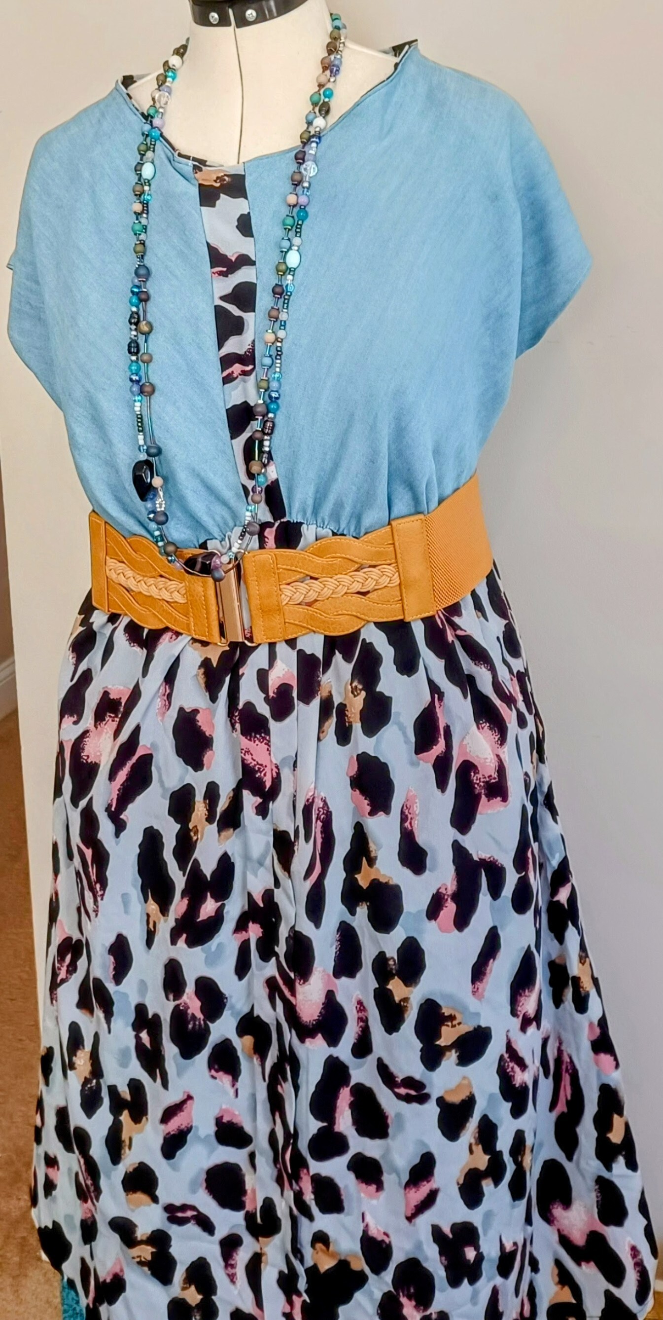 Signature Mixed Fabric Dress