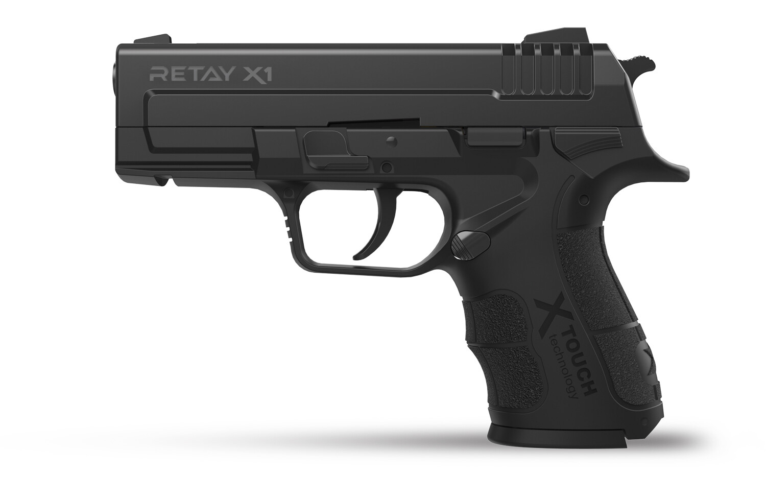 Retay X1 black 9mm Semi-Auto Blank and Pepper Rounds Gun- black