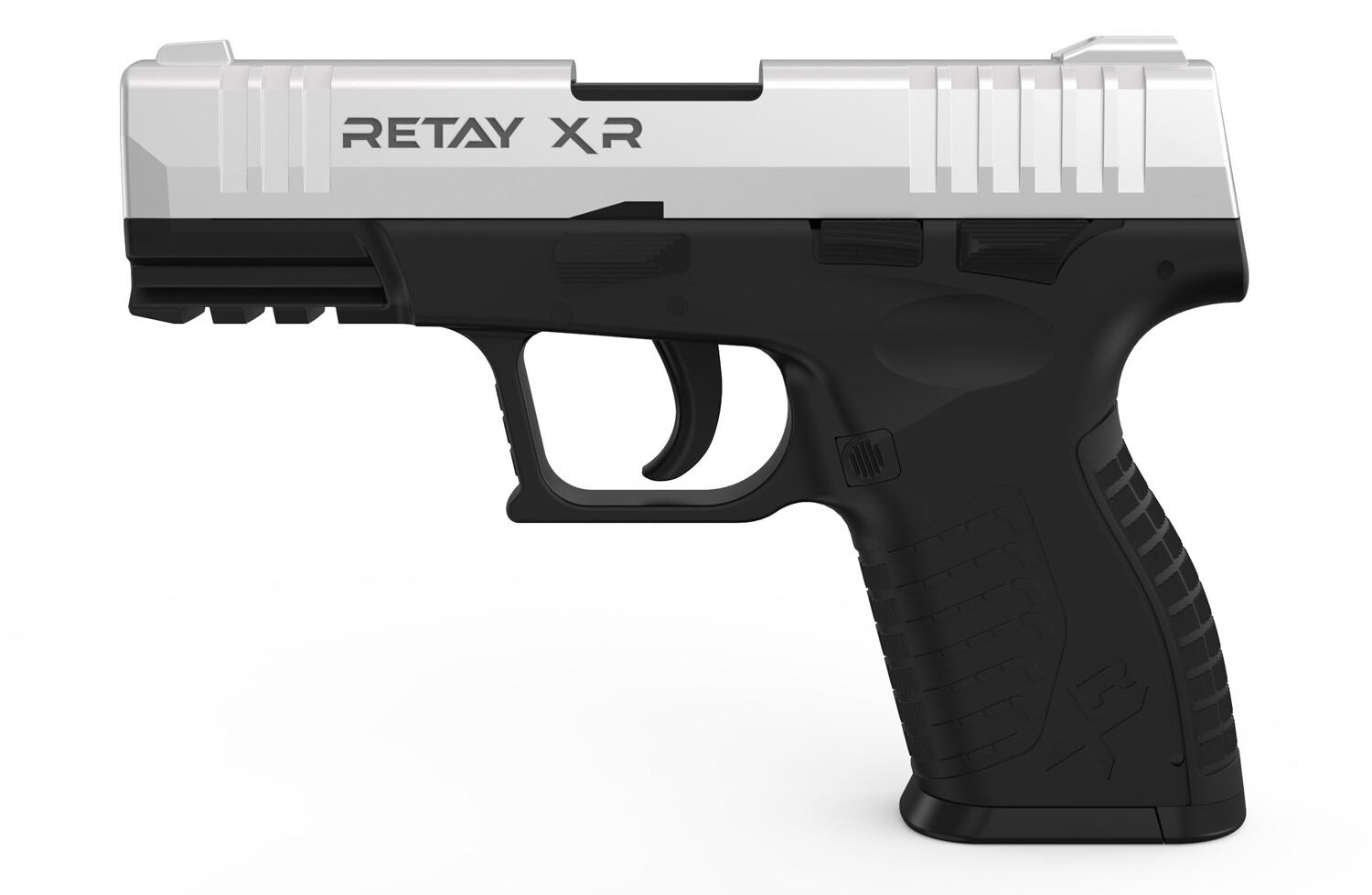 Retay XR 9mm Semi-Auto Blank and Pepper Rounds Gun- chrome