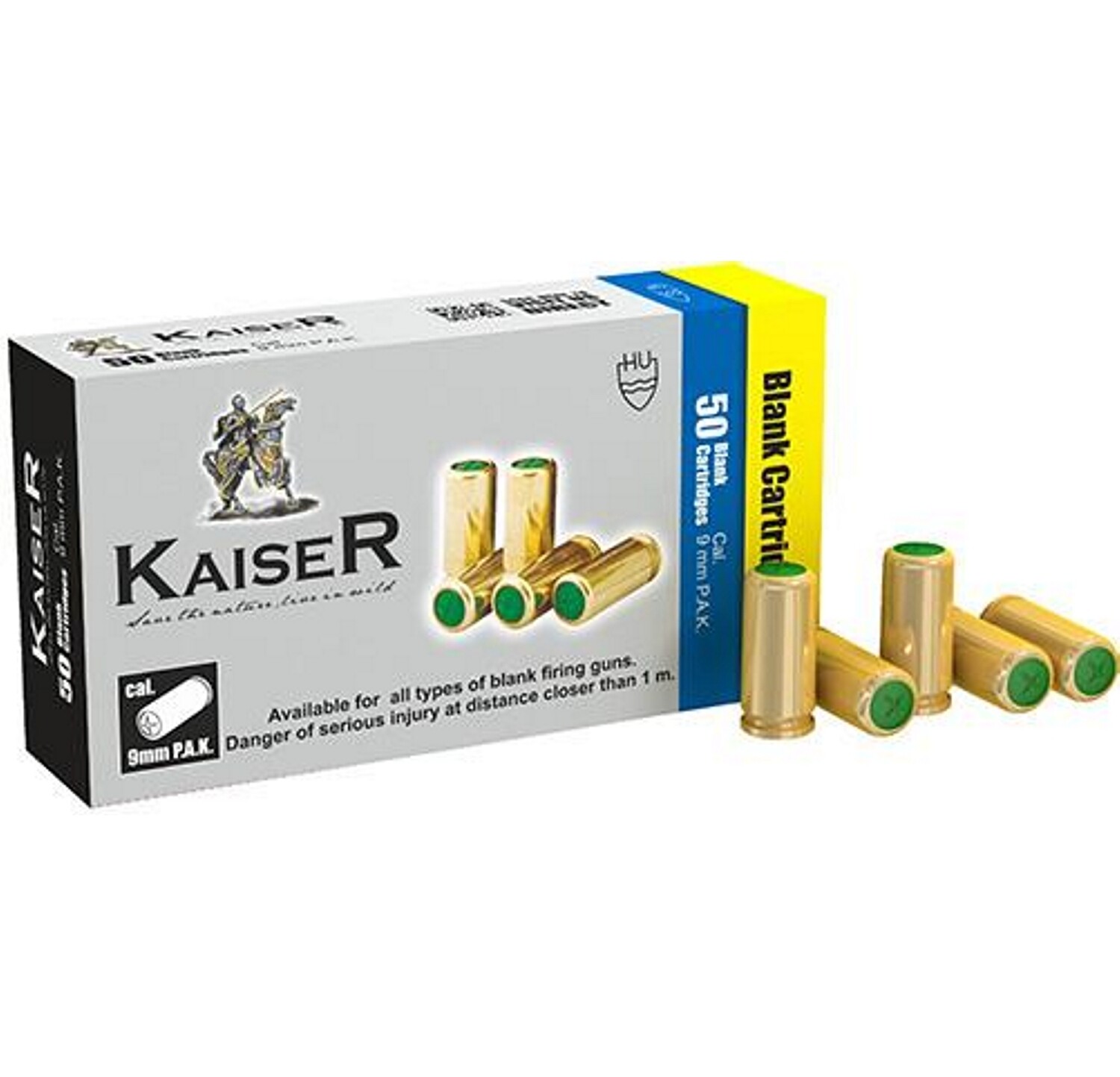 Kaiser 9mm P.A.K. Blank Rounds (box 50)- Online Only