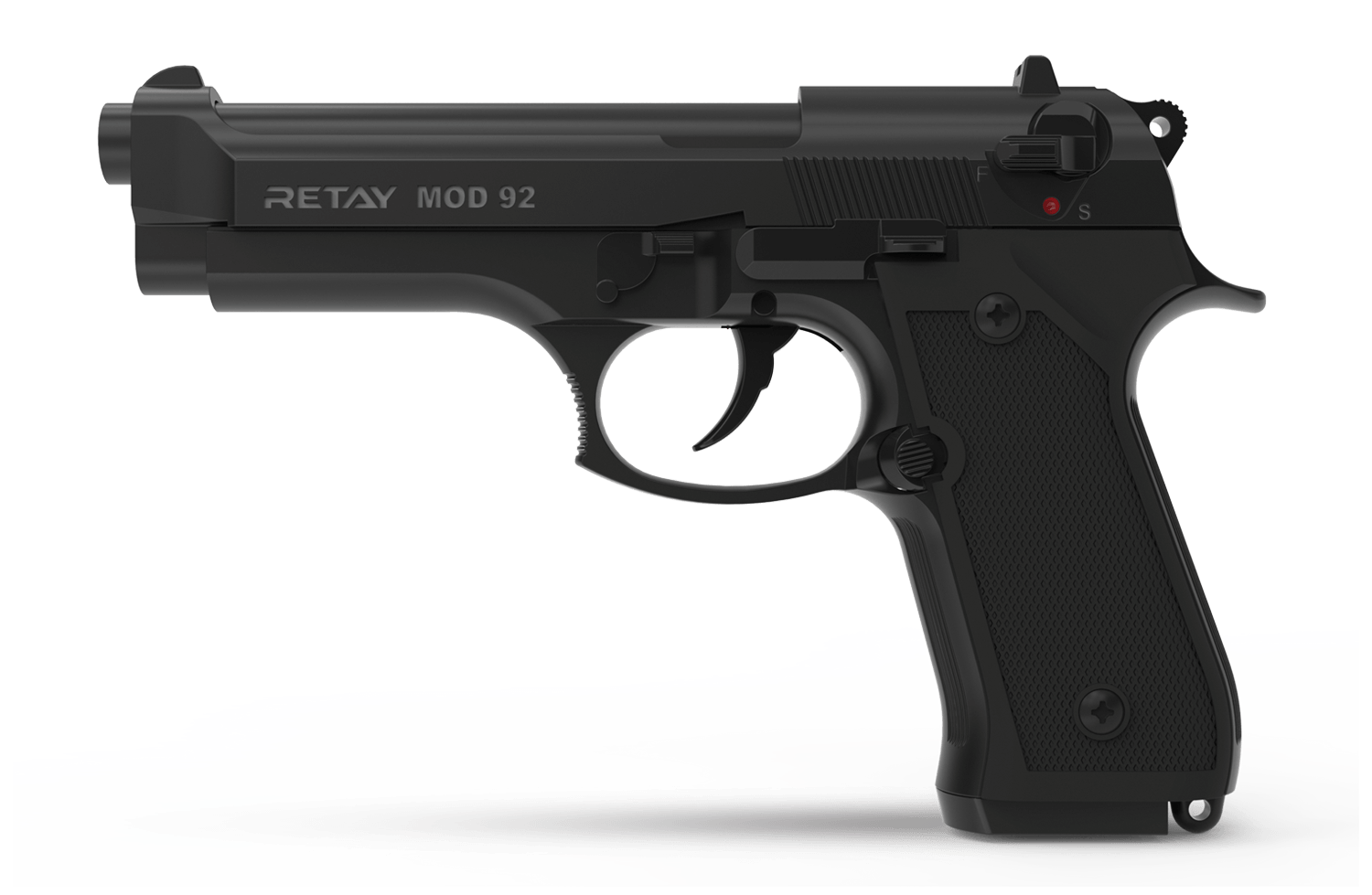 Retay Mod 92 BLACK Baretta 9mm Blank Gun +10 Blank Bullets AND holster