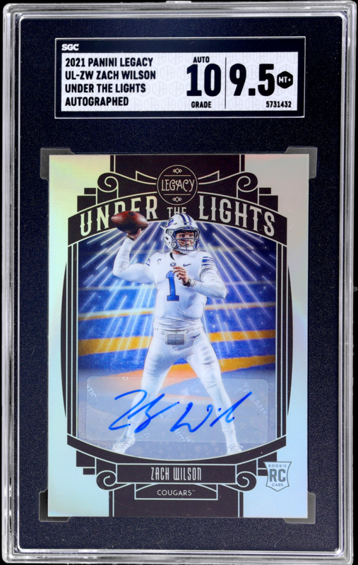 2021 Panini Legacy Under the Lights Autograph Zach Wilson 3 SGC 9.5