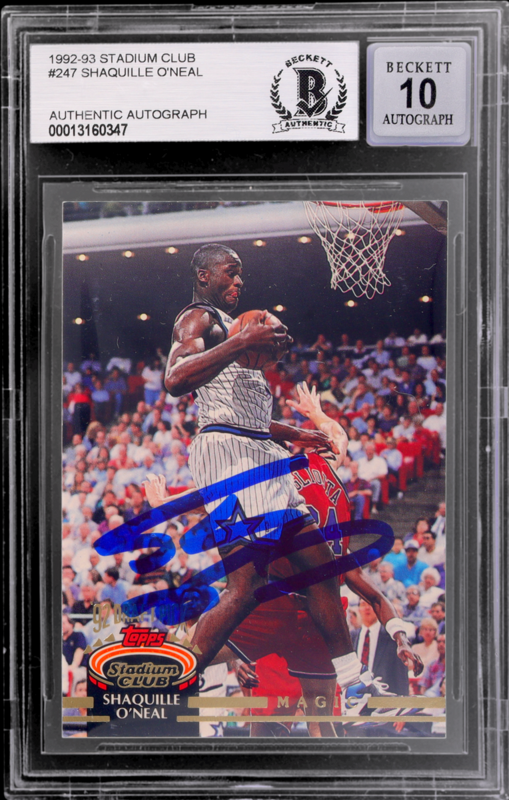 1992 Topps Stadium Club Shaquille O&#39;Neal #247 Rookie RC BGS Auto Authentic