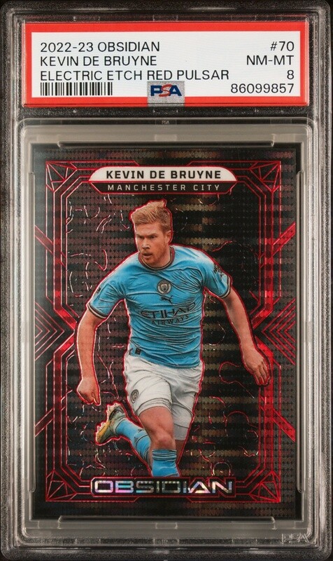 2022 Panini Obsidian Electric Etch Red Pulsar Kevin De Bruyne #70 /30 PSA 8