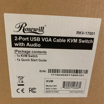 New-Retail Rosewill 2 Port USB VGA Cable KVM Switch W/ Audio