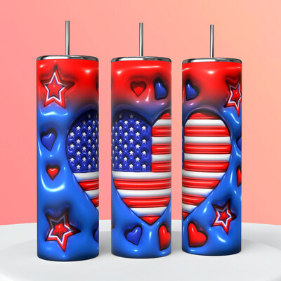 3D Heart Shaped American Flag