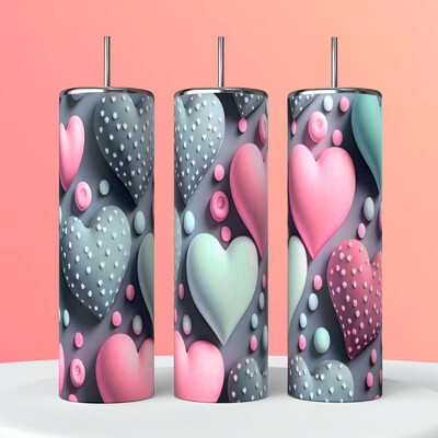 3D Pink And Gray Hearts