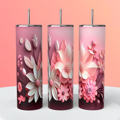 3D Pink And White Flowers