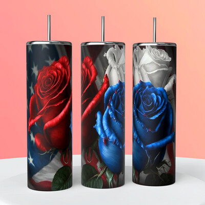 3D Roses Red White And Blue