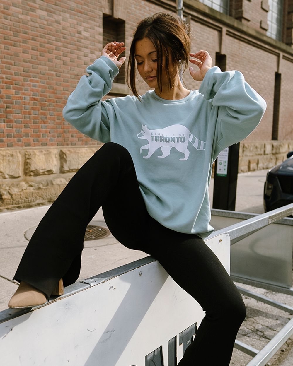 The Raccoon Crewneck in Sage