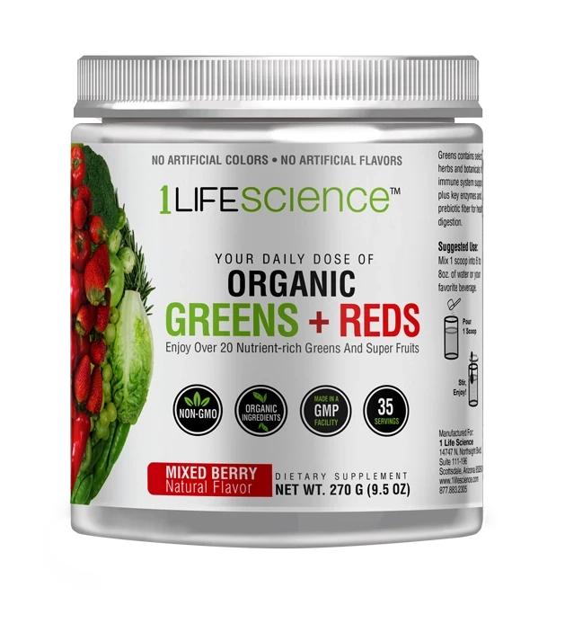 1LifeScience Greens+Reds Powder (MixedBerry) 9.5oz