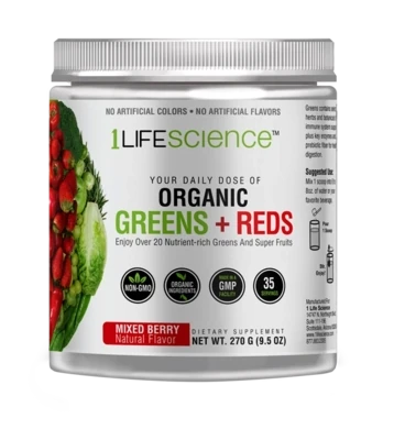 1LifeScience Greens+Reds Powder (MixedBerry) 9.5oz