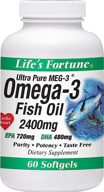 LifesFortune Omega3 FishOil 2400mg 60 softgels
