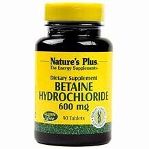NaturesPlus BetaineHydrochloride 600mg 90tabs