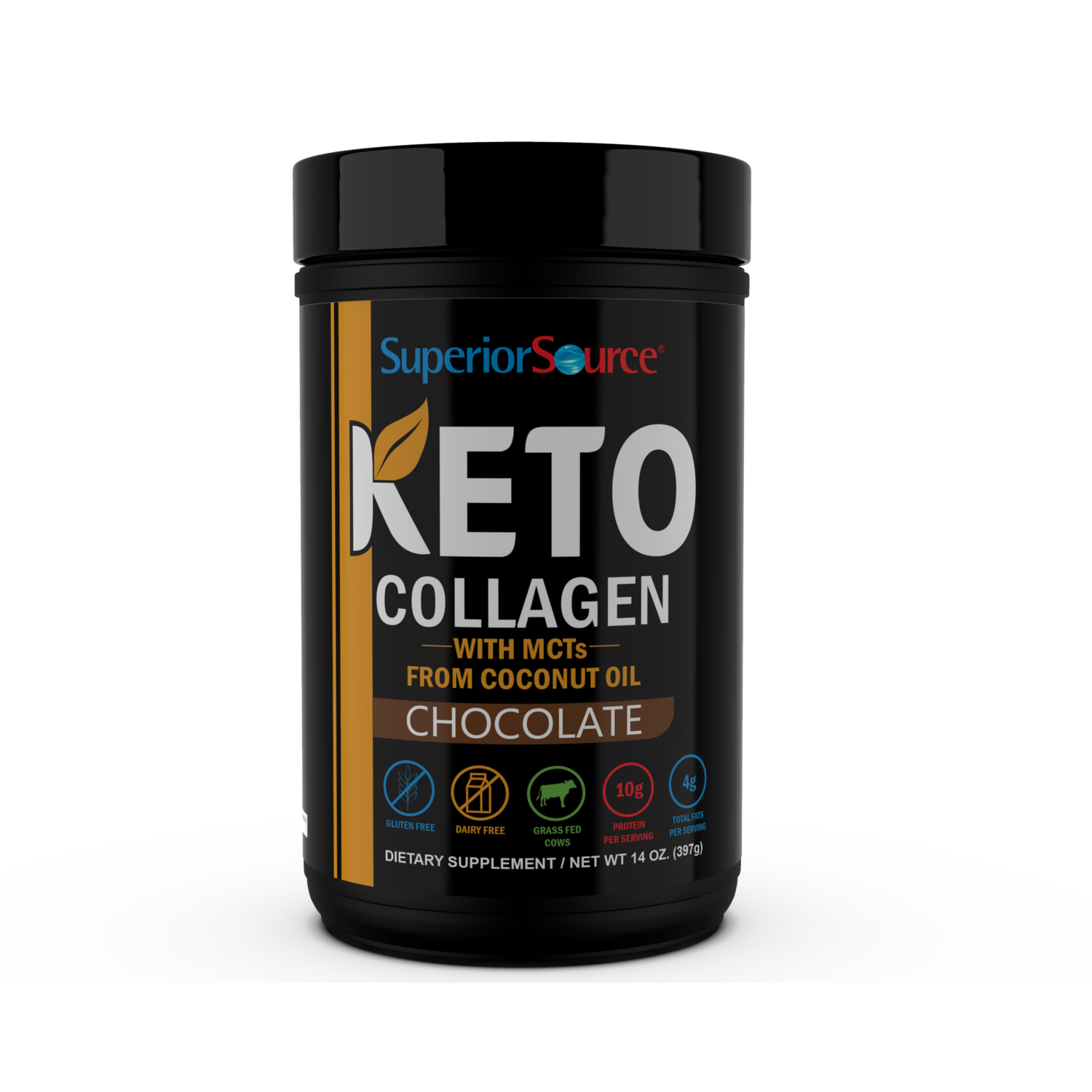 SuperiorSource CollagenKeto W/MCT Chocolate 14oz