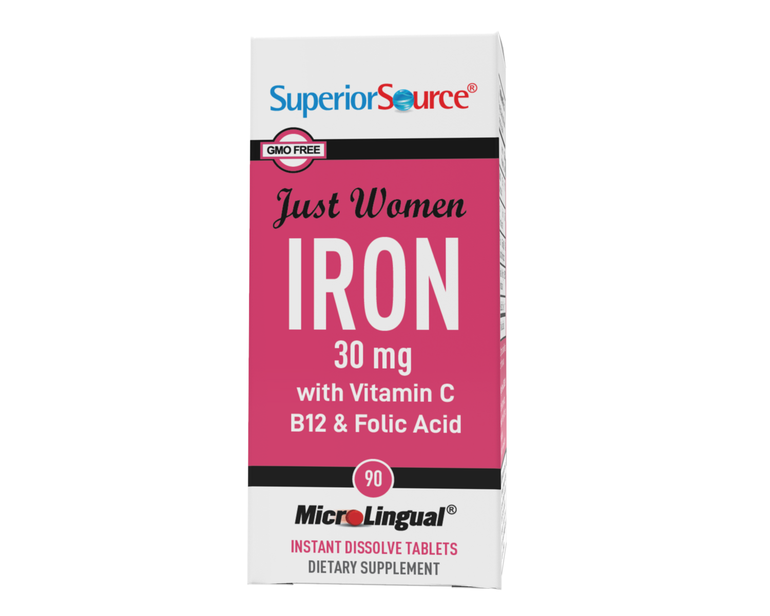 SuperiorSource Iron W/VitC,B12&amp;FolicAcid 30mg 90tabs