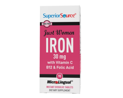 SuperiorSource Iron W/VitC,B12&amp;FolicAcid 30mg 90tabs