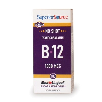 SuperiorSource NoShotB12 Cyanocobalamin 1000mcg 100tabs