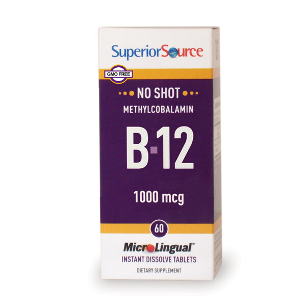 SuperiorSource NoShotB12 Methylcobalamin 1000mcg 60tabs