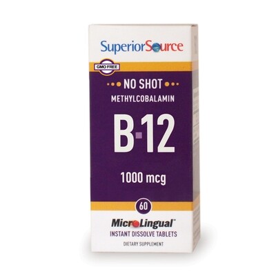 SuperiorSource NoShotB12 Methylcobalamin 1000mcg 60tabs