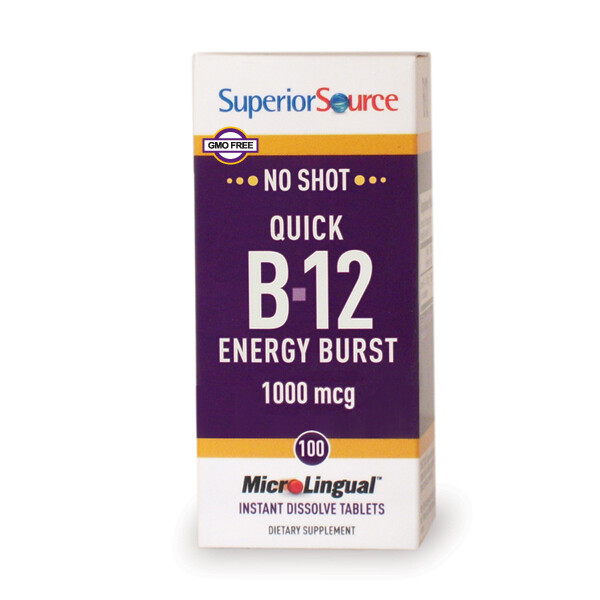 SuperiorSource NoShotB12 QuickEnergyBurst 1000mcg 100tabs