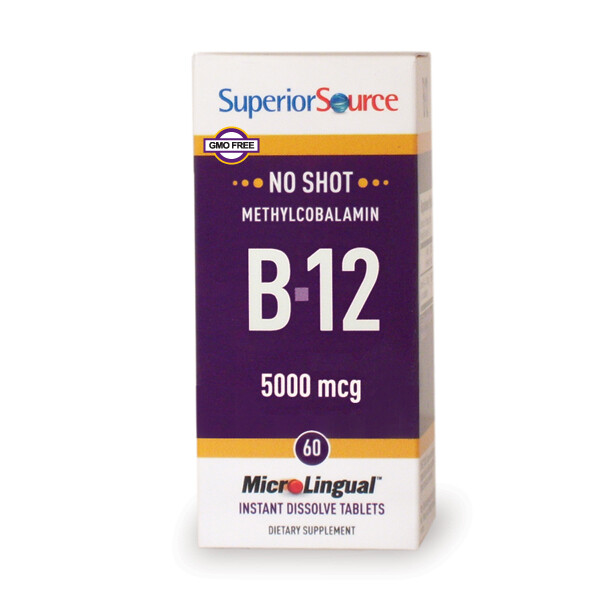 SuperiorSource NoShotB12 Methylcobalamin 5000mcg 60tabs