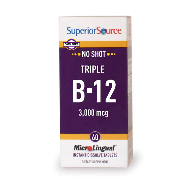 SuperiorSource NoShot TripleB12 3000mcg 60tabs