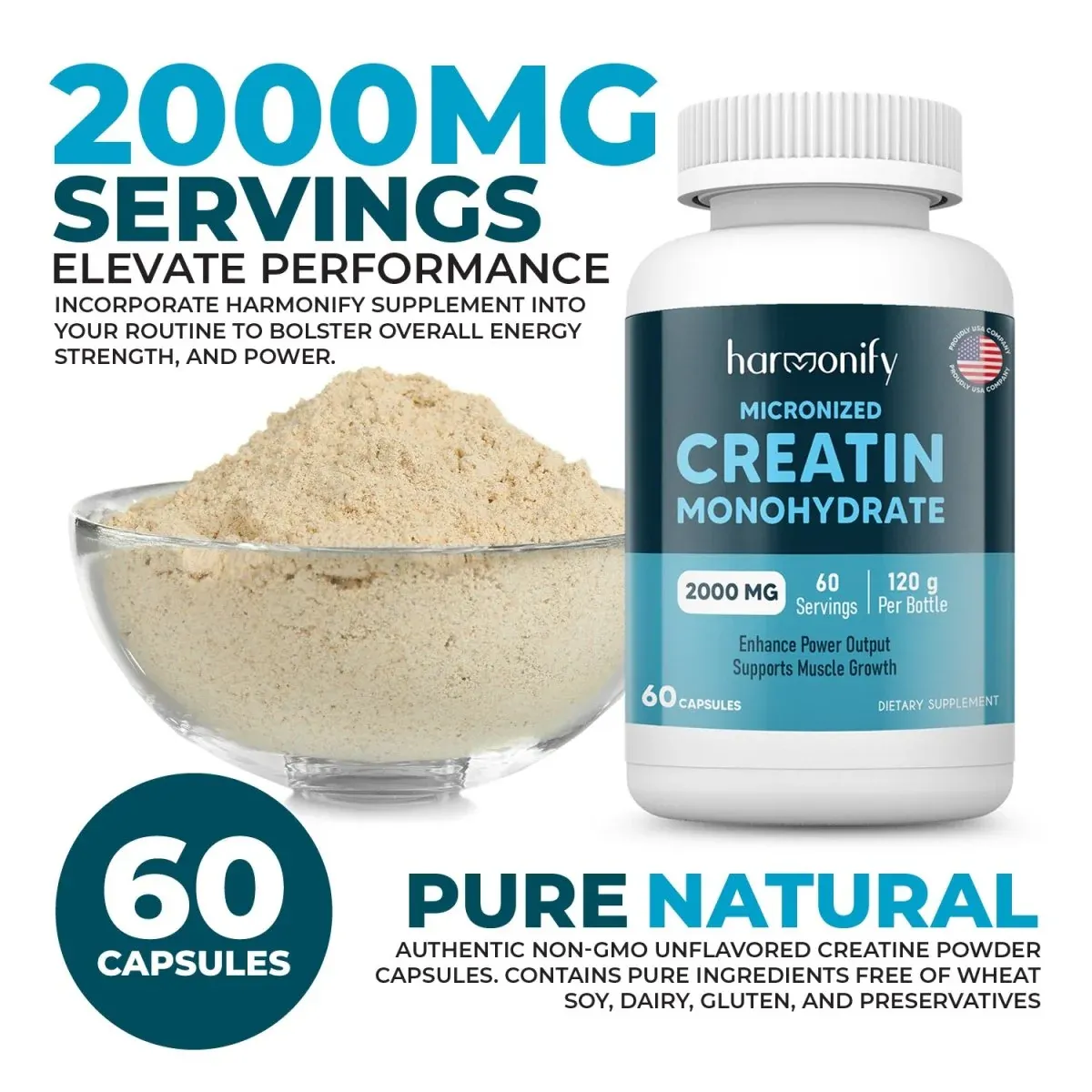 HARMONIFY - Creatine Monohydrate Amino Acid Powder 2000mg