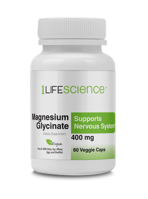 1LifeScience MagnesiumGlycinate Caps 400mg 60ct