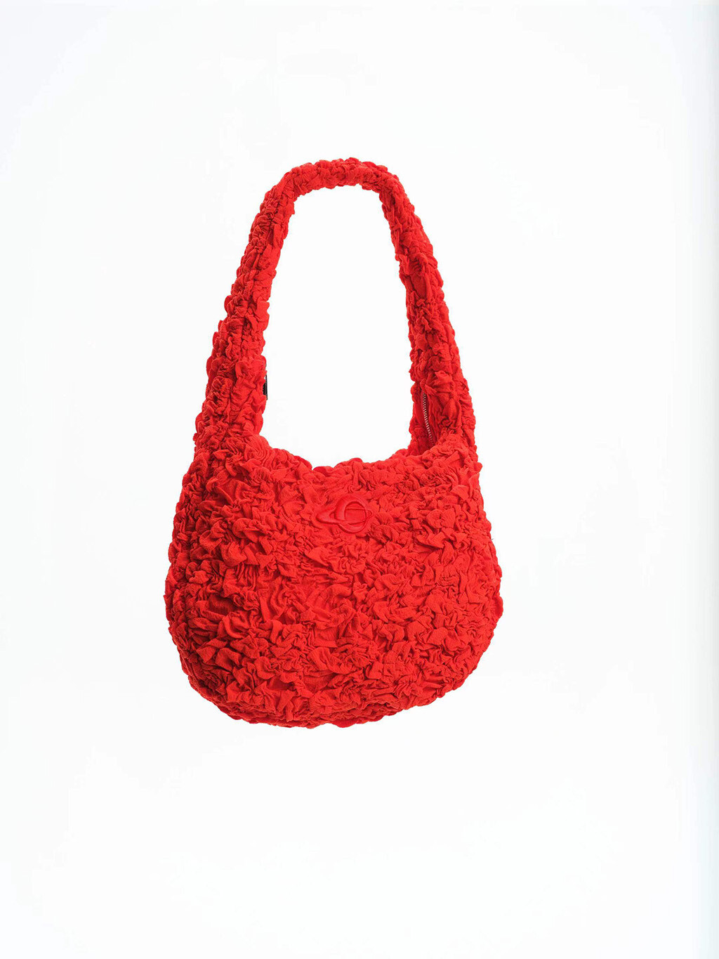 RED SMOCKED SHOULDER BAG