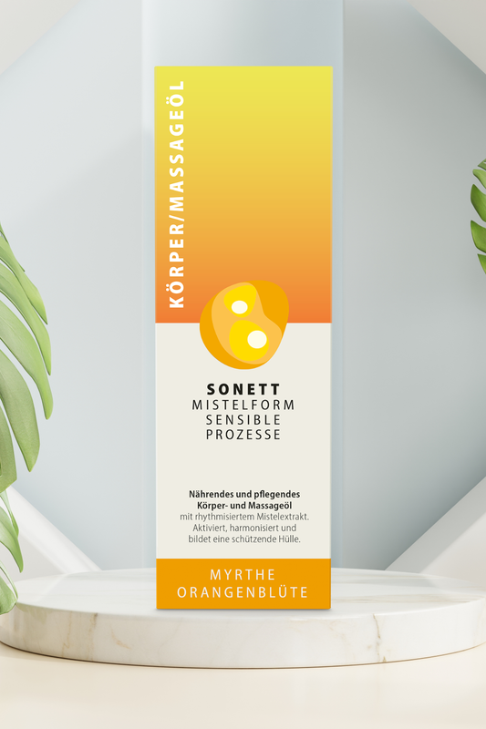 Pflegendes Körper- und Massageöl Myrthe Orangenblüte – nährend, harmonisierend und schützend für Haut und Sinne.