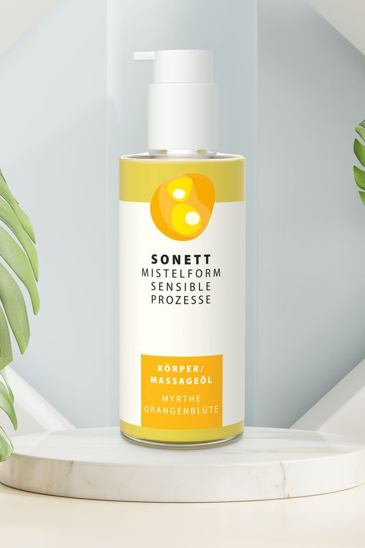 Körper- & Massageöl Myrthe Orangenblüte – harmonisierend | HIBAM Pflegendes Körper- und Massageöl Myrthe Orangenblüte – nährend, harmonisierend und schützend für Haut und Sinne.